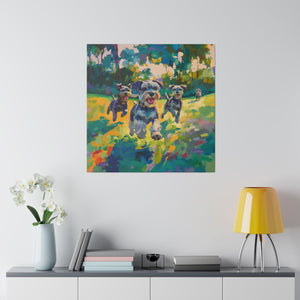 Vibrant Schnauzer Dogs Canvas Wall Art
