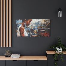 Load image into Gallery viewer, Canvas Wall Art, Piano Woman Artwork, Living Room Decor, Music Lover Gift, Black Artist Print, Home Office Decoration
