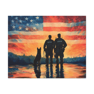 Patriotic Canvas Print - Heroes and Their Dogs - Perfect for Veterans Day and Memorial Day