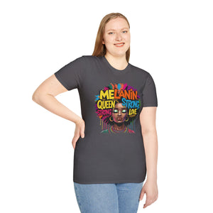 Melanin Queen Unisex Softstyle T-Shirt - Strong & Proud Design