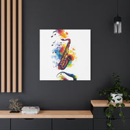 Vibrant Saxophone Art Canvas Print - Colorful Wall Decor