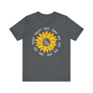 You Are Amazing Sunflower Tee | Inspirational Unisex Jersey Short Sleeve T-Shirt