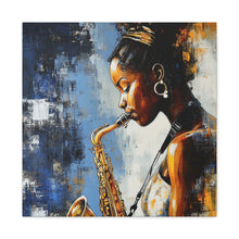 Load image into Gallery viewer, Saxophone Art Canvas, Music Lover Decor, Jazz Wall Art, Unique Gift for Musicians, Home Office Decoration, Inspirational Artwork
