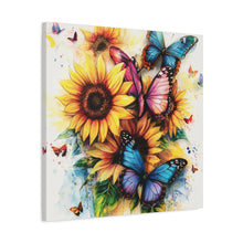 Load image into Gallery viewer, Vibrant Floral Canvas Wall Art, Butterfly Decor
