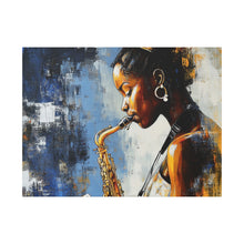 Load image into Gallery viewer, Saxophone Art Canvas, Music Lover Decor, Jazz Wall Art, Unique Gift for Musicians, Home Office Decoration, Inspirational Artwork
