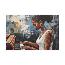 Load image into Gallery viewer, Piano Woman Canvas Art, Stylish Modern Decor, Gift for Music Lovers, Home Wall Art, Unique Artistic Playroom Decor
