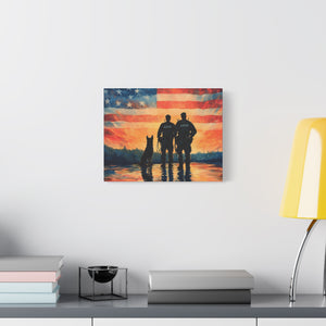 Patriotic Canvas Print - Heroes and Their Dogs - Perfect for Veterans Day and Memorial Day