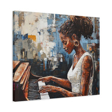 Load image into Gallery viewer, Piano Woman Canvas Art, Stylish Modern Decor, Gift for Music Lovers, Home Wall Art, Unique Artistic Playroom Decor
