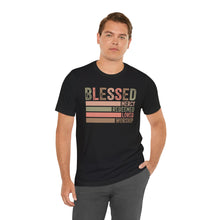 Load image into Gallery viewer, Blessed Unisex Jersey Short Sleeve Tee - Mercy, Redeemed, Loved, Worship
