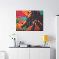 Colorful Music Canvas Art, Vibrant Wall Decor, Cello Player Artwork, Stylish Home Decoration, Gift for Music Lovers