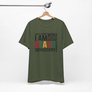 Empowering Black History Unisex Tee - WOKE, INTELLIGENT, RESILIENT