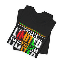 Load image into Gallery viewer, Inspirational Unisex Short Sleeve Tee - "Never Be Limited" Design
