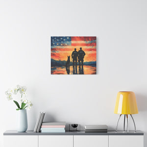 Patriotic Canvas Print - Heroes and Their Dogs - Perfect for Veterans Day and Memorial Day