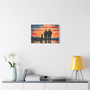 Patriotic Canvas Print - Heroes and Their Dogs - Perfect for Veterans Day and Memorial Day