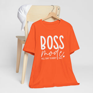 Boss Mode Unisex Jersey Tee - Motivational Short Sleeve Shirt for Entrepreneurs