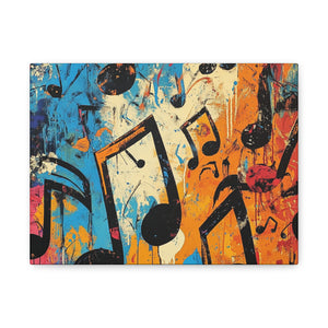 Vibrant Music Note Canvas Art - Colorful Stretched Wall Decor