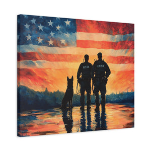 Patriotic Canvas Print - Heroes and Their Dogs - Perfect for Veterans Day and Memorial Day