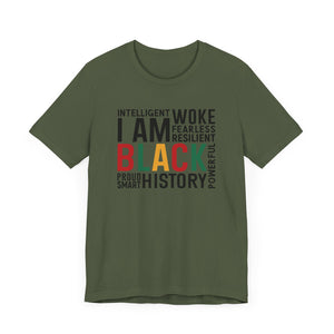 Empowering Black History Unisex Tee - WOKE, INTELLIGENT, RESILIENT