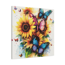Load image into Gallery viewer, Vibrant Floral Canvas Wall Art, Butterfly Decor
