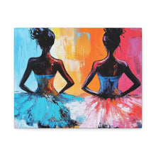Load image into Gallery viewer, Dancing Ballerinas Canvas Wall Art, Colorful Abstract Ballet Painting, Girls Room Decor, Gift for Dance Lovers, Modern Art
