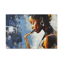 Load image into Gallery viewer, Saxophone Art Canvas, Music Lover Decor, Jazz Wall Art, Unique Gift for Musicians, Home Office Decoration, Inspirational Artwork
