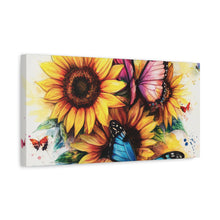 Load image into Gallery viewer, Vibrant Floral Canvas Wall Art, Butterfly Decor
