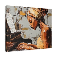 Load image into Gallery viewer, Piano Art Canvas Wall Decor, Inspirational Home Art, Music Lover Gift, Black Woman Artwork, Modern Art Print
