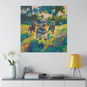 Vibrant Schnauzer Dogs Canvas Wall Art