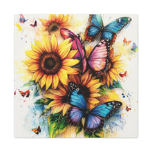 Load image into Gallery viewer, Vibrant Floral Canvas Wall Art, Butterfly Decor
