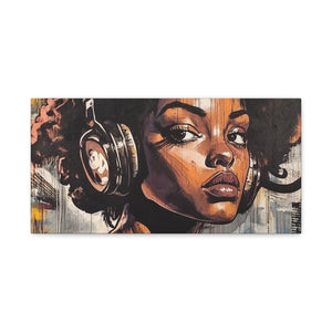 Artistic Matte Canvas Print - Stylish Woman with Headphones