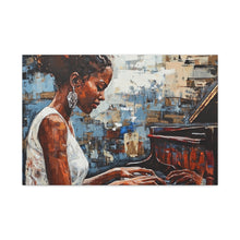 Load image into Gallery viewer, Canvas Wall Art, Piano Woman Artwork, Living Room Decor, Music Lover Gift, Black Artist Print, Home Office Decoration
