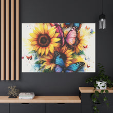 Load image into Gallery viewer, Vibrant Floral Canvas Wall Art, Butterfly Decor
