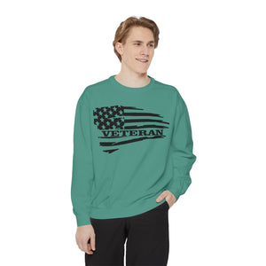 Veteran Flag Unisex Garment-Dyed Sweatshirt - Comfortable Tribute for Heroes