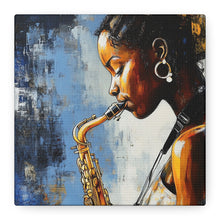 Load image into Gallery viewer, Saxophone Art Canvas, Music Lover Decor, Jazz Wall Art, Unique Gift for Musicians, Home Office Decoration, Inspirational Artwork
