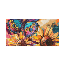 Load image into Gallery viewer, Colorful Butterfly and Sunflowers Canvas Art, Nature Wall Decor, Flower Artwork, Gift for Home, Boho Decor, Vibrant Art Print
