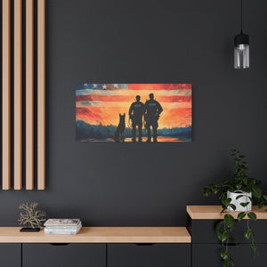 Patriotic Canvas Print - Heroes and Their Dogs - Perfect for Veterans Day and Memorial Day