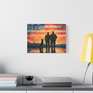 Patriotic Canvas Print - Heroes and Their Dogs - Perfect for Veterans Day and Memorial Day