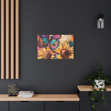 Load image into Gallery viewer, Colorful Butterfly and Sunflowers Canvas Art, Nature Wall Decor, Flower Artwork, Gift for Home, Boho Decor, Vibrant Art Print
