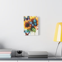 Load image into Gallery viewer, Vibrant Floral Canvas Art Print, Butterfly Wall Decor, Home Decoration, Gift for Nature Lovers, Sunshine Art
