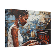 Load image into Gallery viewer, Canvas Wall Art, Piano Woman Artwork, Living Room Decor, Music Lover Gift, Black Artist Print, Home Office Decoration
