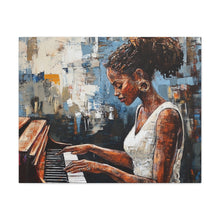 Load image into Gallery viewer, Piano Woman Canvas Art, Stylish Modern Decor, Gift for Music Lovers, Home Wall Art, Unique Artistic Playroom Decor
