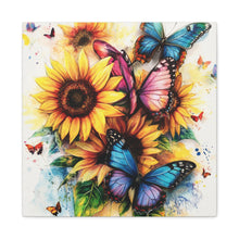 Load image into Gallery viewer, Vibrant Floral Canvas Wall Art, Butterfly Decor

