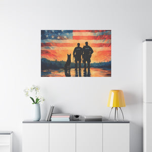 Patriotic Canvas Print - Heroes and Their Dogs - Perfect for Veterans Day and Memorial Day