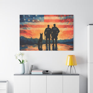 Patriotic Canvas Print - Heroes and Their Dogs - Perfect for Veterans Day and Memorial Day
