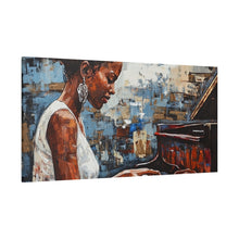 Load image into Gallery viewer, Canvas Wall Art, Piano Woman Artwork, Living Room Decor, Music Lover Gift, Black Artist Print, Home Office Decoration
